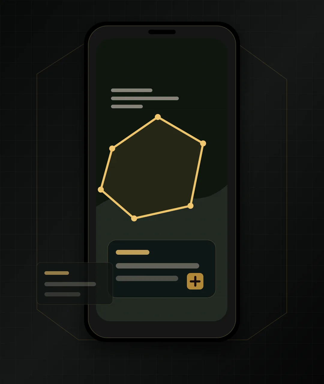 Abstract iPhone-style mockup for Landscape Yardage Calculator.